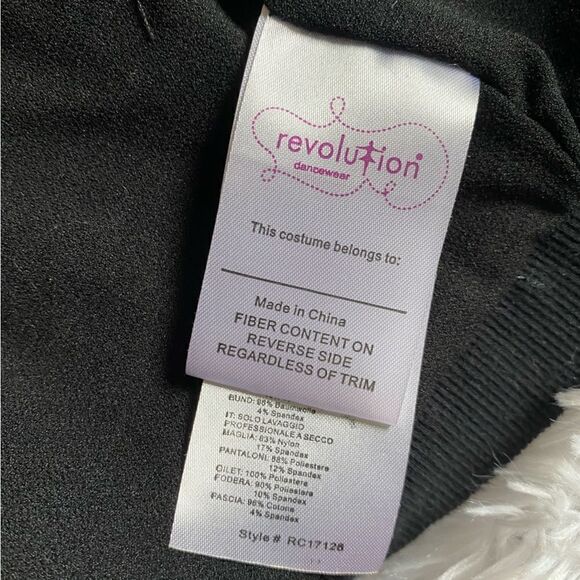 Revolution Dancewear 4 Piece Costume Black Vest Red Top Animal Print Pants Tie - Picture 12 of 16